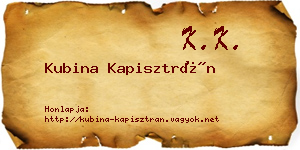 Kubina Kapisztrán névjegykártya